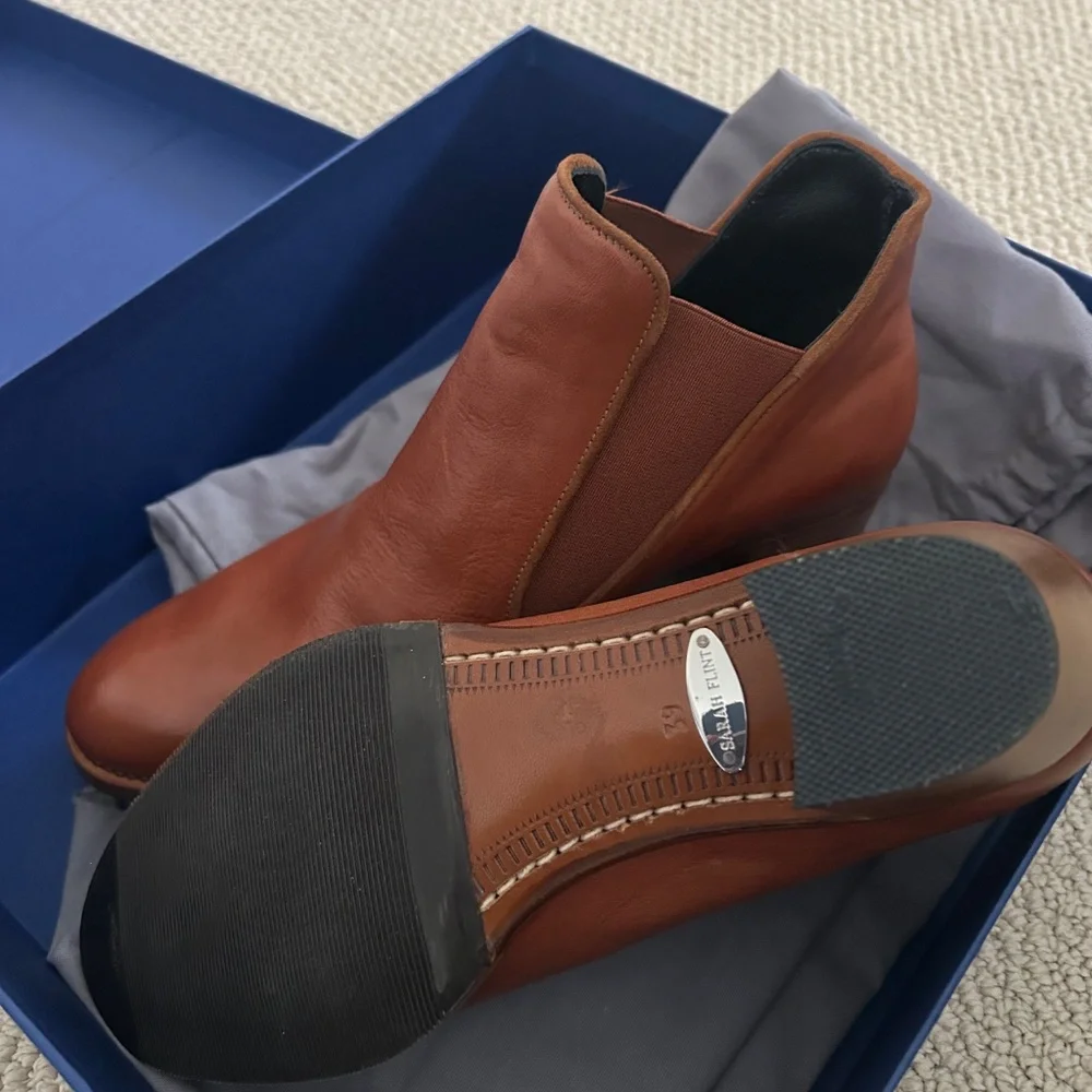 Sarah Flint Cognac Leather Ankle Booties